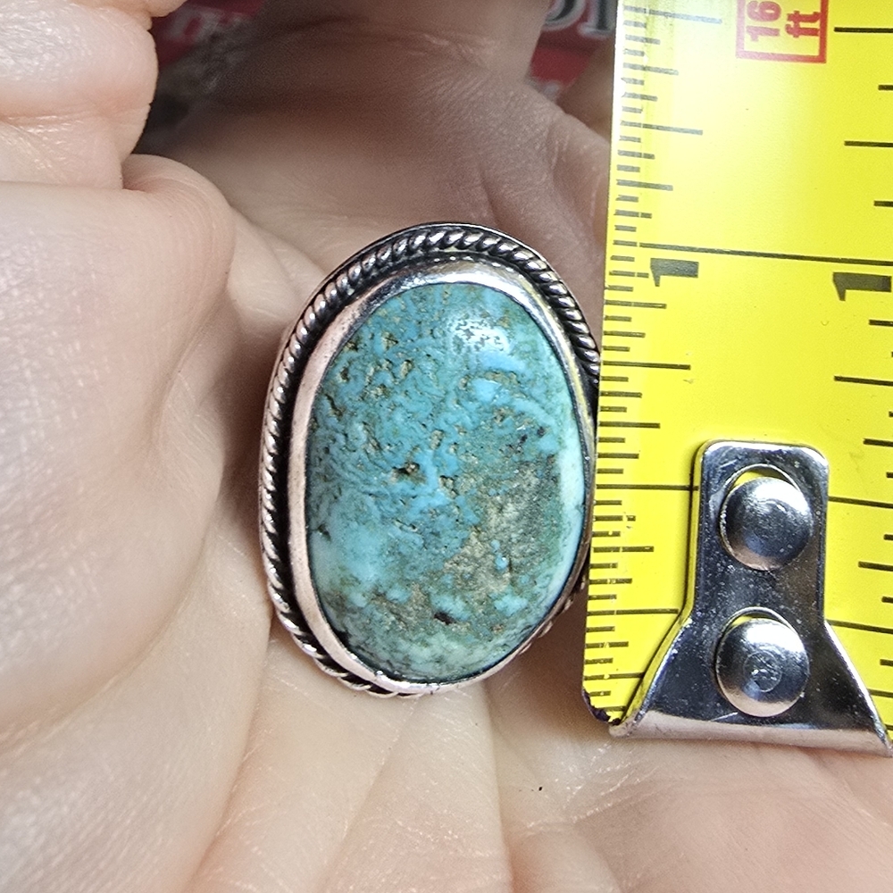Native American Navajo Kingman Turquoise Sterling Silver Ring Size 5.5 - Picture 5 of 5